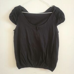 Rushed Short Sleeve Anthracite Cotton Top